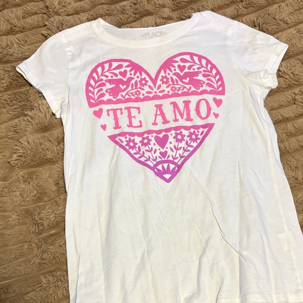 Kids White and Pink Heart Polo Shirt